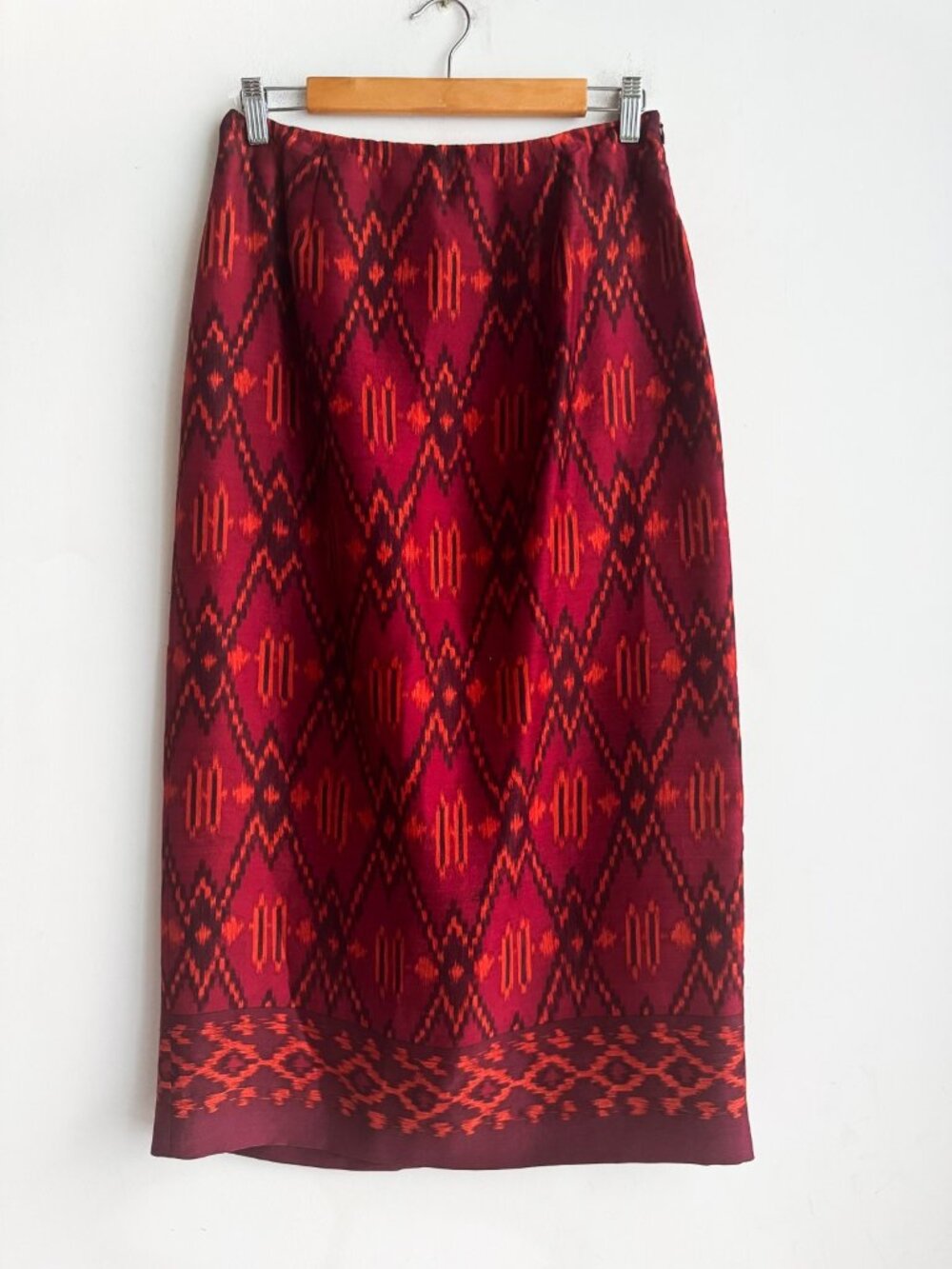 Vintage Jones New York Southwestern SILK Pencil Midi Skirt 12P